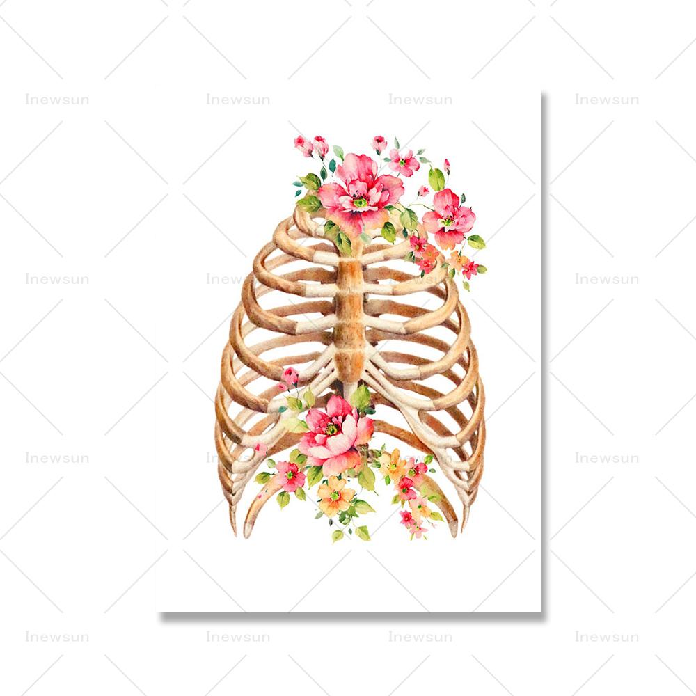 Скелетная система человека Canavs живопись функции скелета плакат с цветочным принтом анатомия человеческого тела настенная картина доктор офисный декор