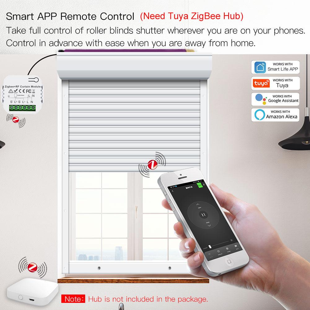 Tuya Умный ZigBee Модуль Переключателя Штор с RF433 для Мотора Рулонных Штор/Жалюзи Управление через Приложение Smart Life Alexa Google Home 2MQTT