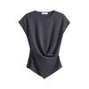 French Round-neck Knitted Sweater, Summer Thin Sleeveless, Slimming and High-end Top, Short-sleeved Women's T-shirt with A Straight Shoulder
