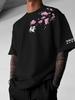 Cherry Blossom Branch with Kanji Graphic Print 100 Cotton Unisexs T Shirt for Summer Casual Wear Delicate Japanese Aesthetic