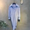 C S In The Room Charlie Striped Long Sleeve Puff Shirt dreSS C