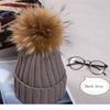 2023Hot Women Winter Racoon Fur Pom Pom 15cm Ball Knit Beanie Ski Cap Bobble Hat