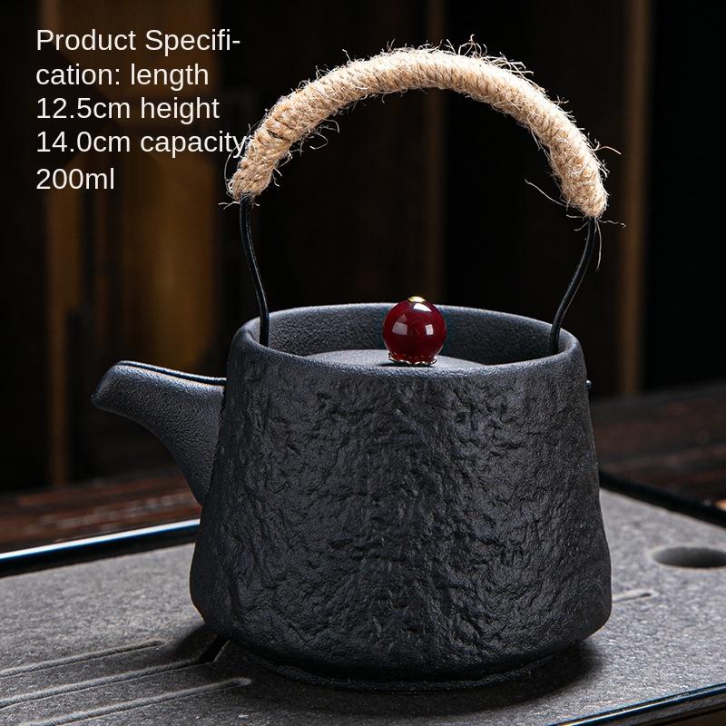 Чайник керамический каменная масса ручка чайник бытовой ретро японский чайный набор Кунг-фу один чайник ручной работы защита от ожогов чайник