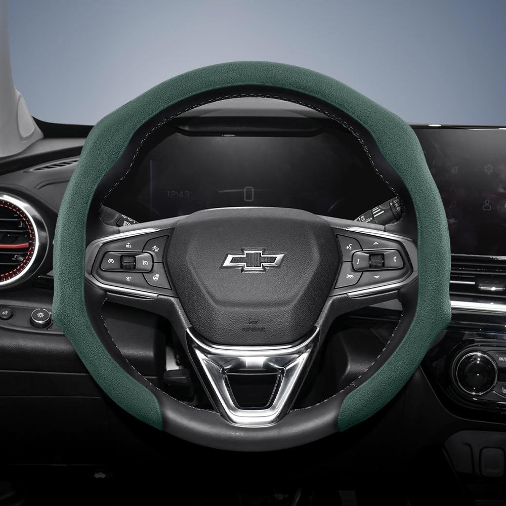 AABHN1 Подходит для Chevrolet Премиальная замшевая накладка на руль с кнопками, Нескользящая и прочная, Доступны круглые и D-образные рули