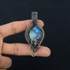 Labradorite Pendant, Handmade Gemstone 999 Copper Wire Wrapped Pendant Antique Jewelry, For Gift Silver Jewelry