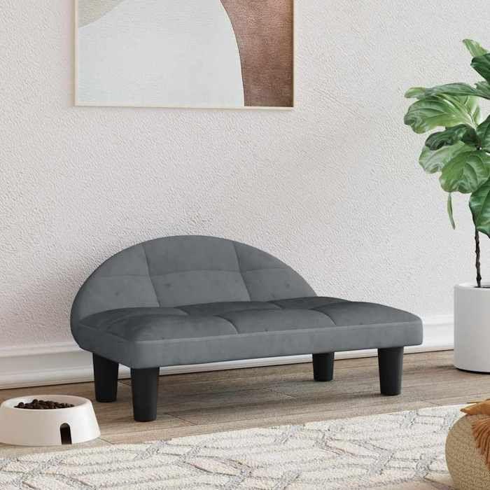 Lit pour chien - Maison Exclusive - Velours gris foncé - 70 x 52 x 30 cm - Rembourré mousse épaisse