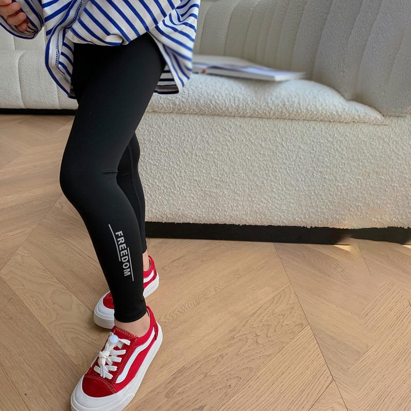 Girls Yoga Pants Letter Print Reflective Design Casual Comfy Pants Gym Leggings