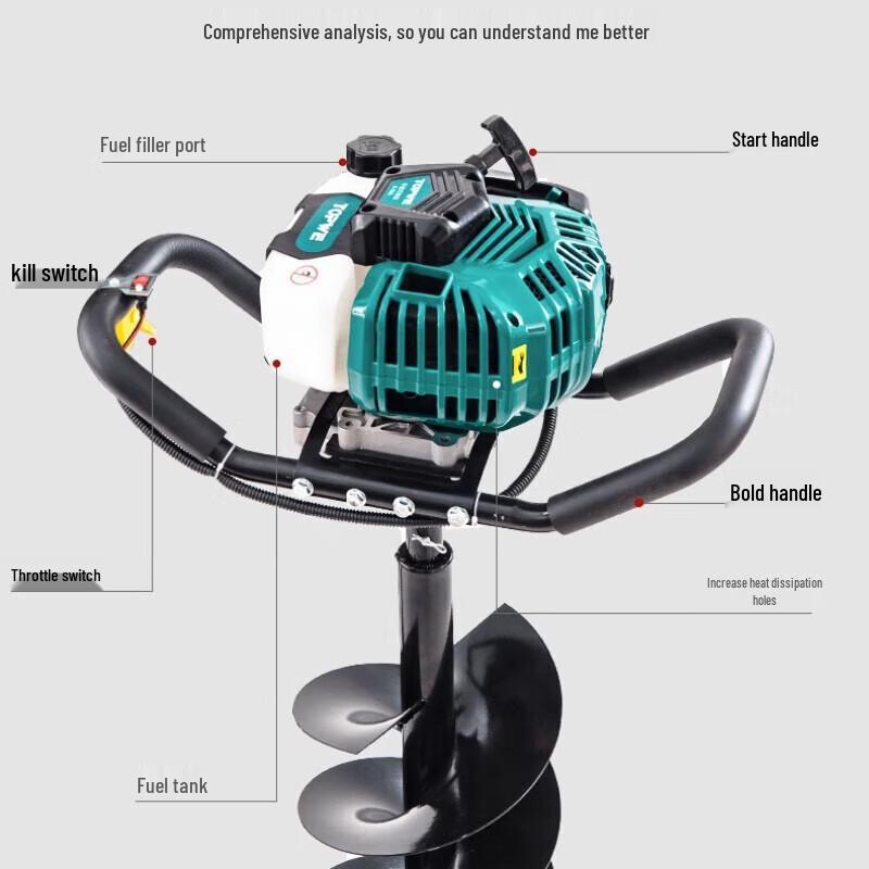 Junlun 188cc Gasoline Post Hole Digger CN plug (adapter included)