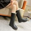 Fashion Botas Fashion Versatile Woman Shoes 2025 Spring New Women's Rain Boots Simple and Non Slip Women High Boots Zapatos De Mujer