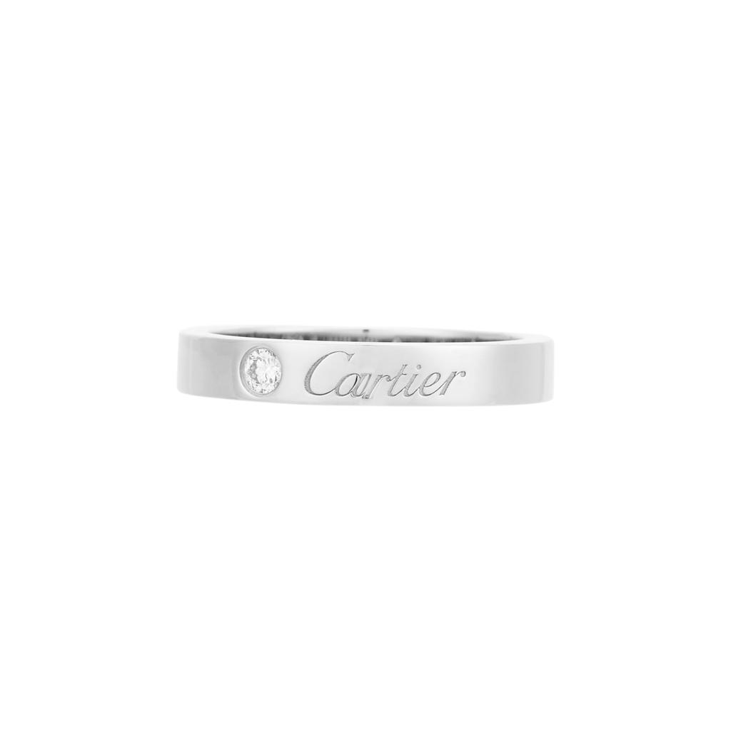 Cartier C De Классическое Письмо Платиновое Алмазное Кольцо Унисекс кольца B4051300