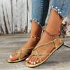 New Fashion Round Toe Shallow Mouth New Thin Strap Braided Sandals Summer Elegant Casual Flat Shoes NO:E2240