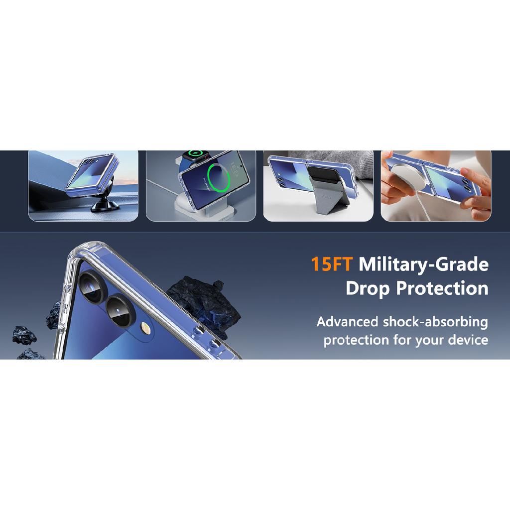 Suitable for Samsung ZFlip 20% off foldable phone case, transparent magnetic protective cover zflip7, airbag anti-drop, anti-yellowing, anti-scratch