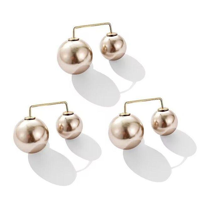 3Pcs/Set Double Pearl Brooch Pins Anti-fade Exquisite Elegant Brooches for Women Sweater Cardigan Clip Coat Summer Dress Jewelry