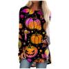 Women's Fashion Casual Long Sleeve Halloween Print Round Neck Pullover Top Blouse