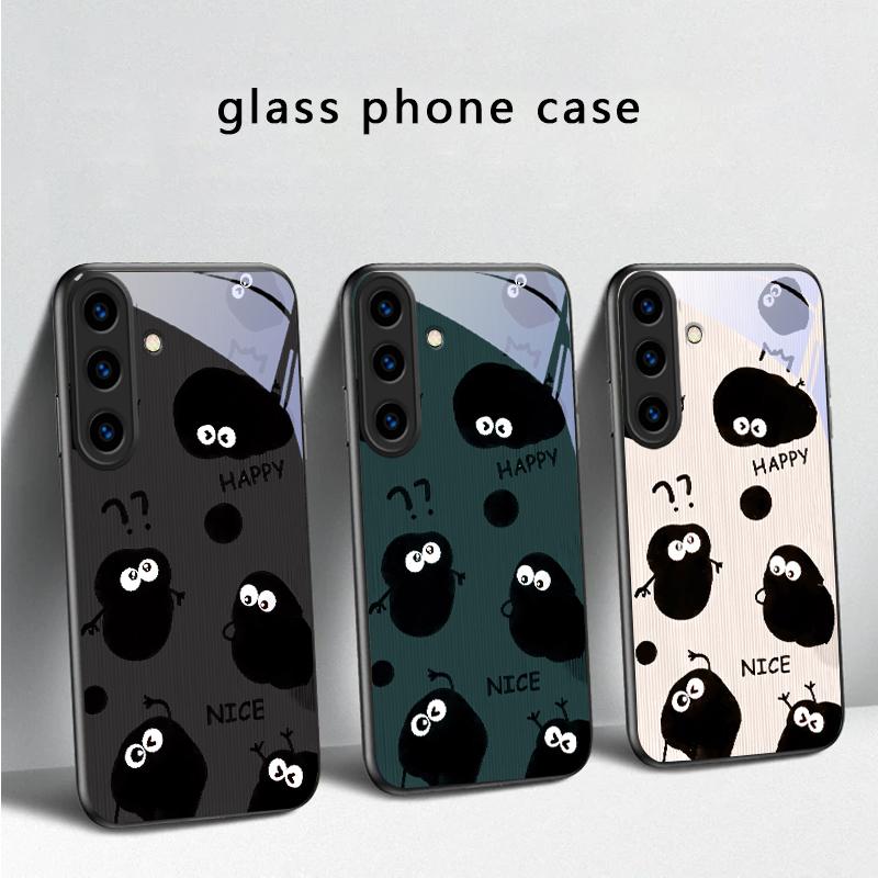 Забавный стиль от руки Для Samsung Galaxy S20 S21 S22 S23 Plus S24 FE S25 Ultra S26 Edge S25+ S20+ S22+ Черный Стеклянный Чехол для Телефона