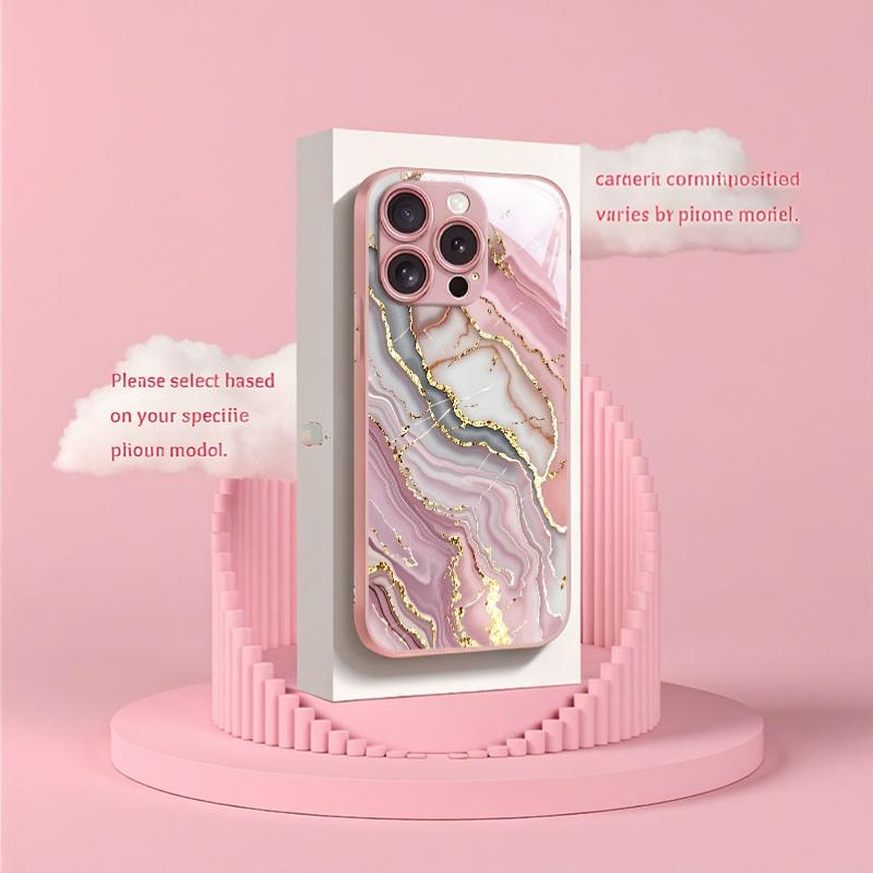 Розовый мрамор с золотым краем, печатный узор, чехол для телефона для iPhone 117 promax 6 15 14ProMax 13 12 11 11Pro 11Proamx