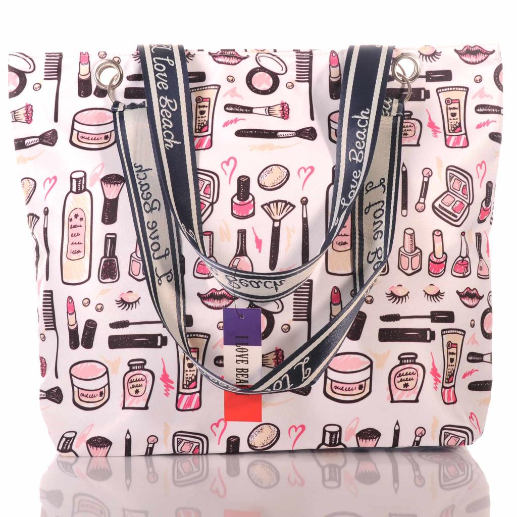 Strandtasche mit Beauty Motiv und Reißverschluss