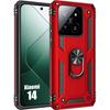 Protective Case - Xiaomi - 14 - Red - Rigid - 360° Metal Stand