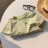 Boys' And Girls' Casual Cotton Short-sleeved T-shirts For Summer, Cute Striped Children's T-shirts