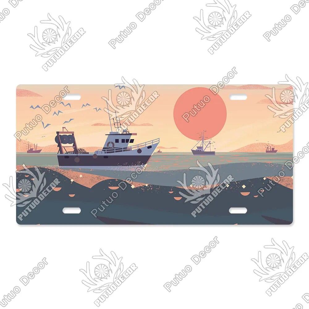 Putuo Decor Illustrations Licenses Plate Tin Sign Plaque Metal Decorative Plate for Car Living Room Door Home Wall Decor