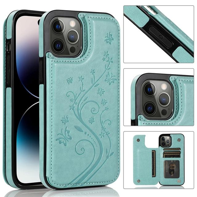 Кожаный чехол-кошелек с защитой от падения с бабочкой для Iphone 14 Pro Max 13 Pro Max 12 Pro Max 11 Pro Max X Xr Xs 8 7 6 6s Plus 5 5s
