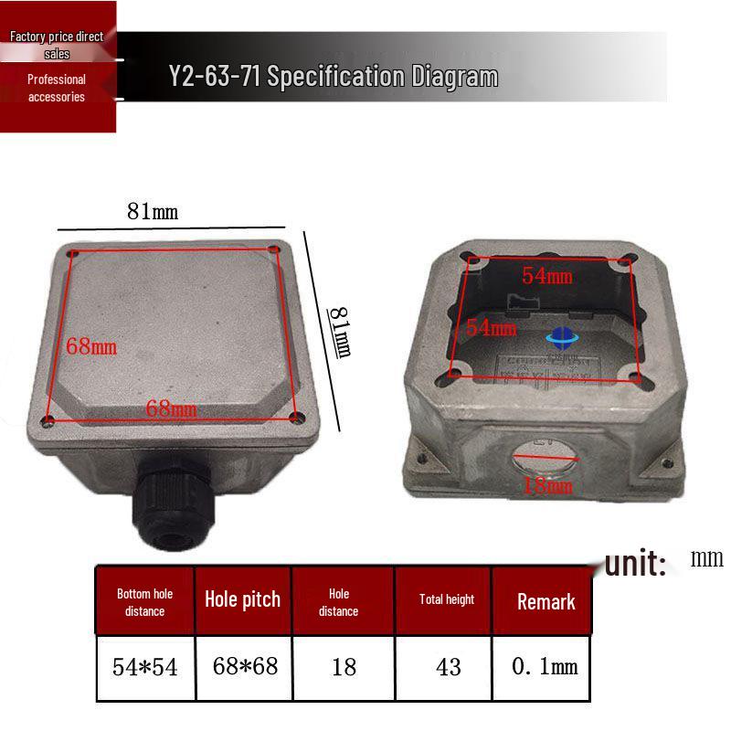 Y2 Motor Aluminum Junction Box for YE2-56-160 Three-Phase Motors, 0.18-22KW Accessories & Repair Tools