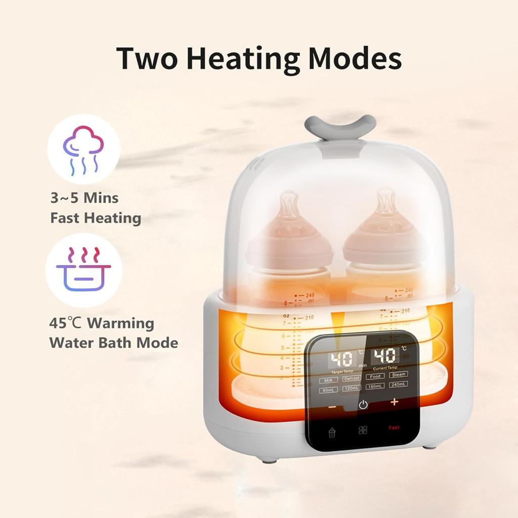 2-in-1 Baby Bottle Warmer & Sterilizer with Constant Temperature for Breast Milk & Formula, Neutral Home Use