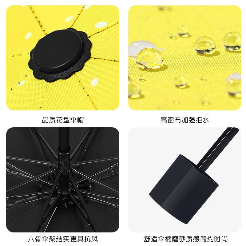 Cartoon small fresh sun umbrella weather and rain vinyl umbrella sun protection UV protection