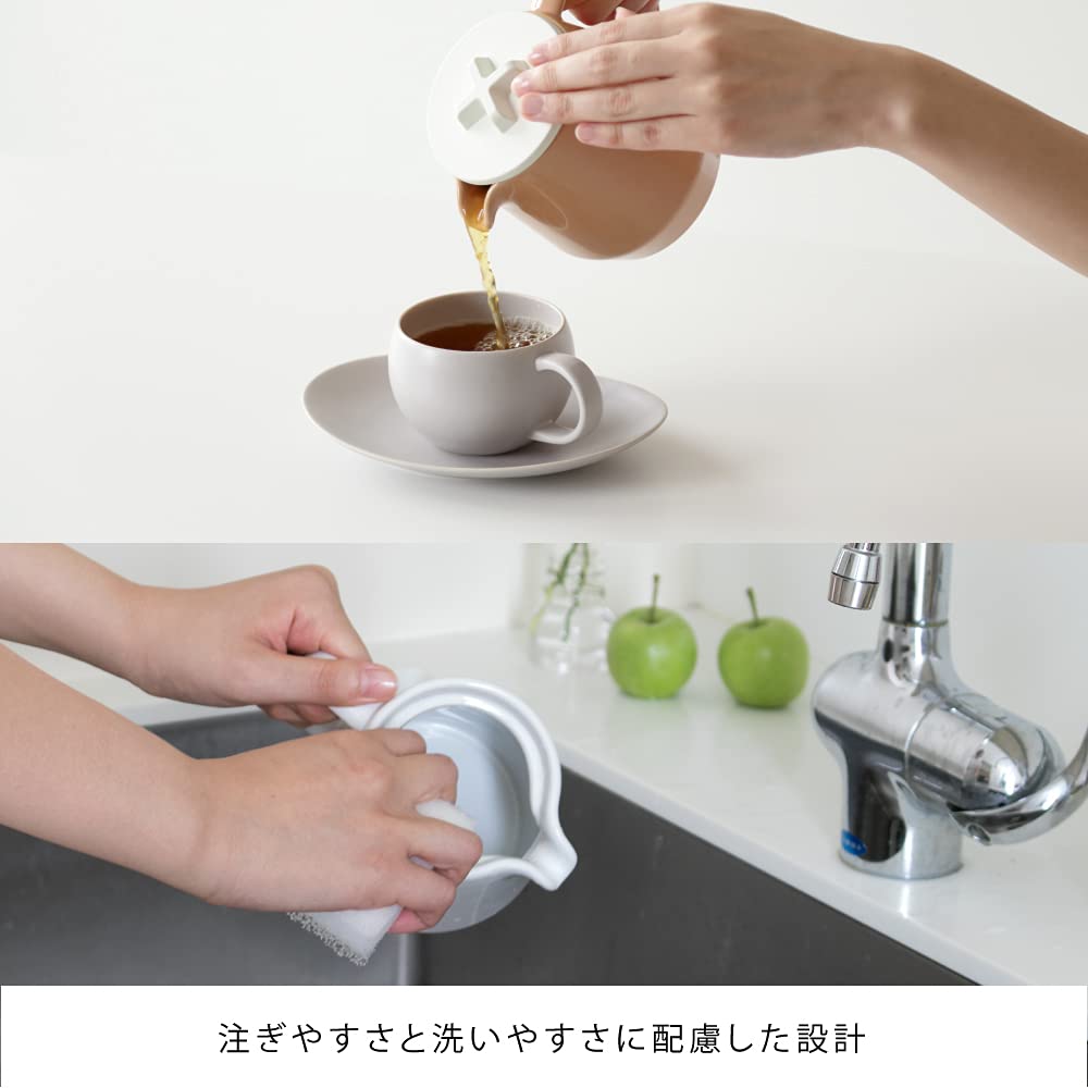 ideaco Teapot, 450ml, Brown/Sand White