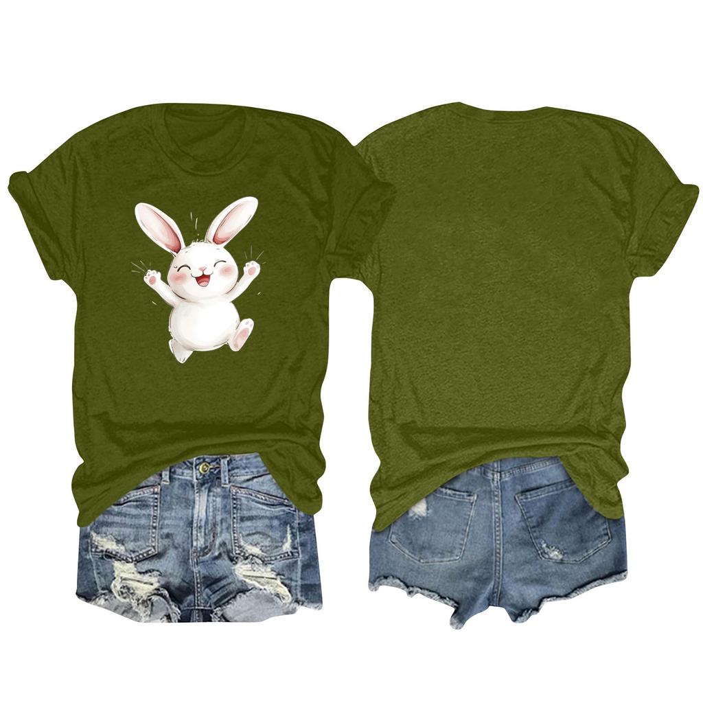 Women's Round Neck Casual Printed Short-sleeved T-shirt Top