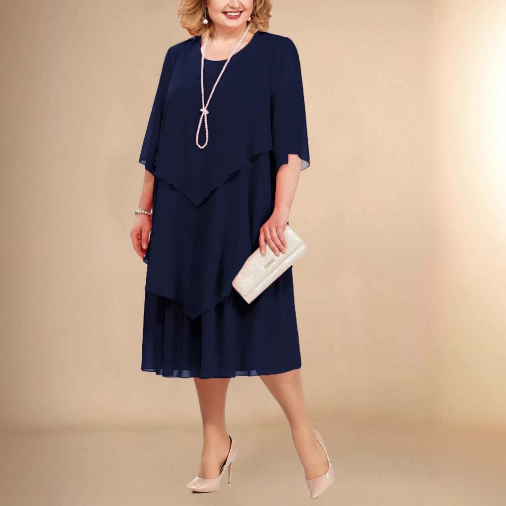 Женское шифоновое платье, Свободного кроя, Многослойное платье с оборками, Вечернее платье больших размеров для женщин