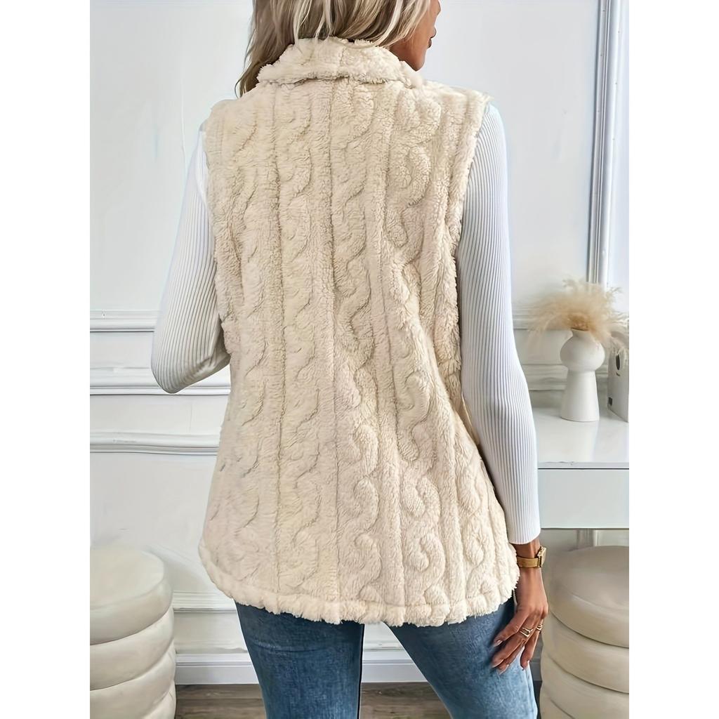 Женский кардиган с темпераментом, однотонный плюшевый жилет-куртка