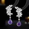Women's Light Luxury Design Elegant Inlaid Zircon Water Droplet Flower Earrings Fashionable And Versatile Niche Design Earrings
