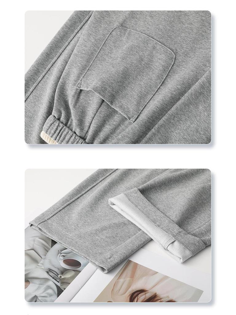 Women's Gray Wide-Leg Slimming Sweatpants - 2025 Spring Collection