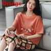 Women's Sets Cute Cartoon Print Pajamas Fashion Casual Home Service Short-sleeved Shorts 2PCS Femme Sleepwear Plus Size