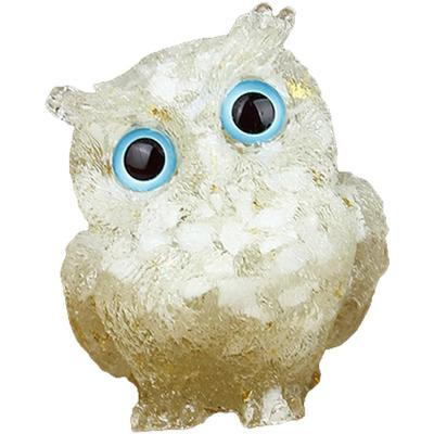 YUYAKESHI Фигурка совы, Талисман, Милая мини-сова, Прихожая, Сова из смолы с натуральным камнем ручной работы, Декоративный аксессуар, Настольный декор, Случайный цвет глаз