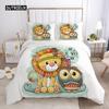 Комплект пододеяльников с рисунком из мультфильма, милый рисунок совы и льва, одеяло с изображением животных, чехол для ребенка, мальчика, подростка, пододеяльник из микрофибры размера King Size