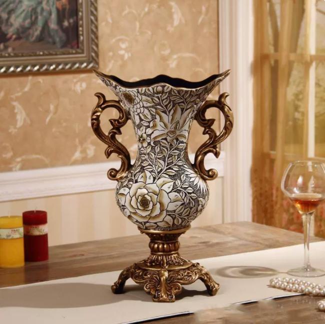 Европейская ретро смоляная ваза, украшение, декор для дома, гостиной, стола, искусственный цветочный горшок, орнаменты, поделки, магазин, отель, клуб, украшения