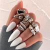 iF ME Punk Vintage Silver Color Poker Billiards Ring Set for Women Gothic Heart Anillos Hip Hop Y2k Korean Fashion Male Gift Jewelry