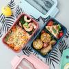 Portable 1100ML Plastic Food Storage Container, Bento Case, Leak - Proof, Microwave Heating, with Chopsticks and Spoons