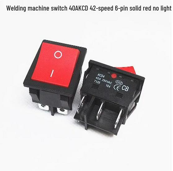 40A High-Power KCD4 Rocker Switch for Welding Machine with Light, Ship-Shaped, Four-Pin, Red/Green