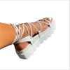 Women's Gladiator Sandal Woman Platform Wedge Cross Tied Casual Shoe Summer Sexy Lady Ankle Wrap Lace Up Footwear Plus Size 35-43
