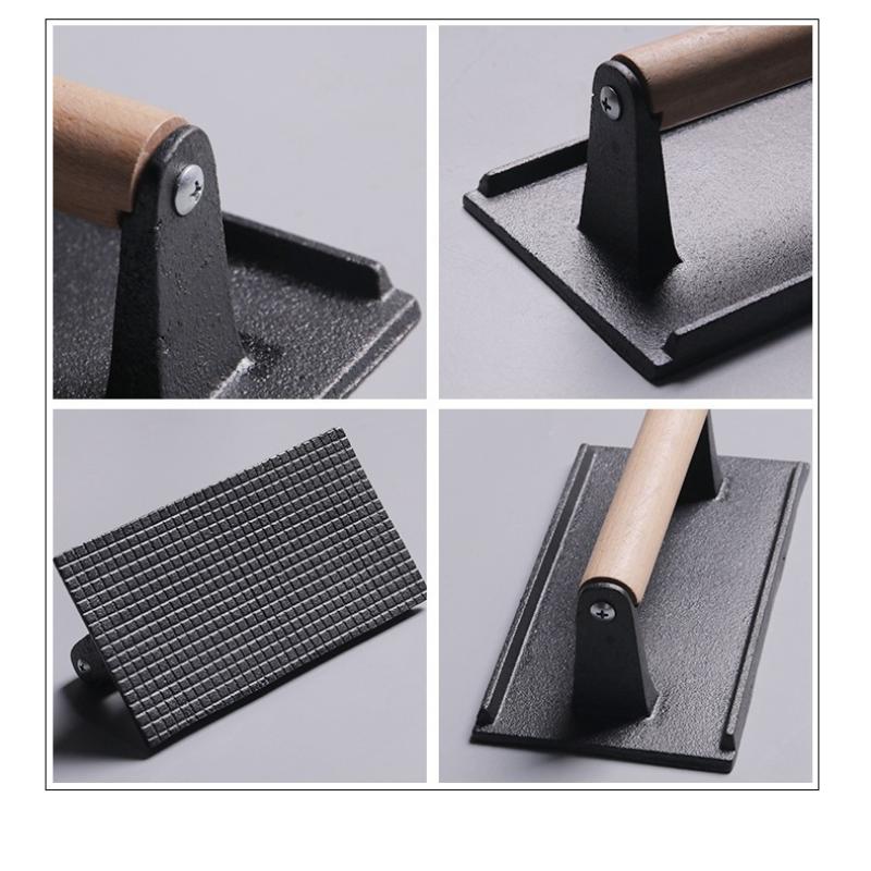 Пресс для мяса с антипригарным покрытием Круглая сковорода для барбекю Круглая квадратная сковорода для гамбургеров Чугунная решетка для бекона Кухонные принадлежности