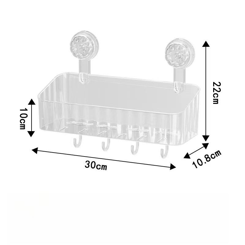 1PC suction cup non-punching rack toilet bathroom wall-mounted with hook storage rack toiletries storage box