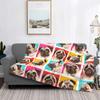 Four Portrait Of A Pugs Pop Art Style Blankets Flannel Summer Dog Thin Throw Blankets for Bedding Bedroom Bedspreads