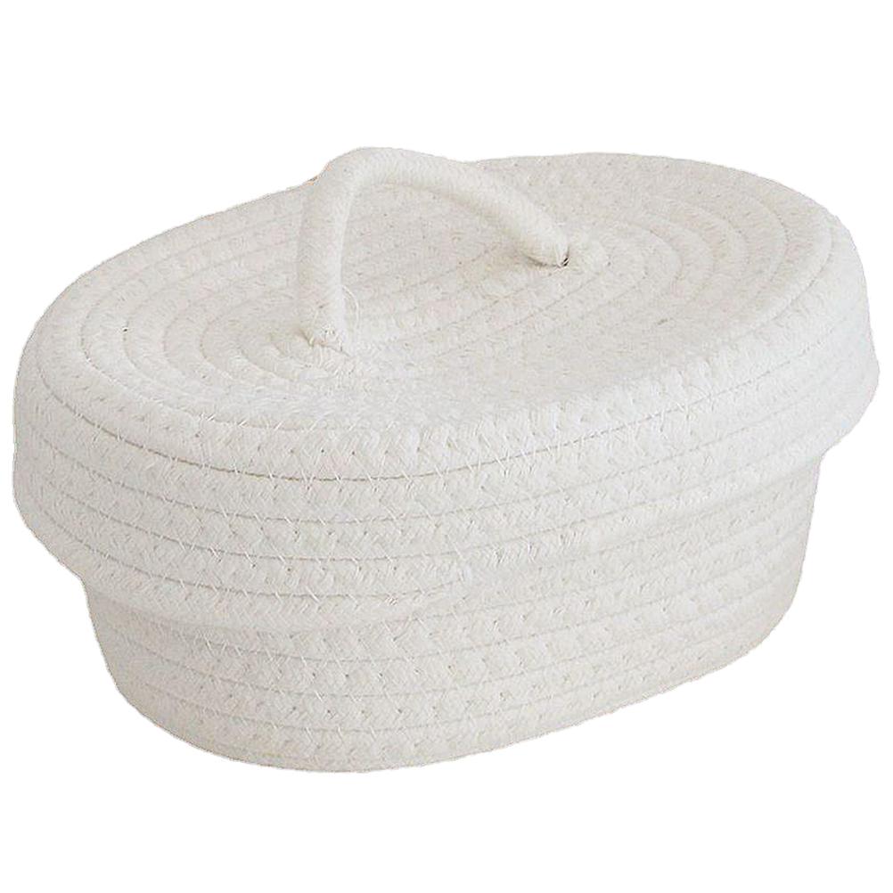 Nordic Simple Style Covered Rope Storage Box Desktop Snacks Toy Cosmetics Basket Khaki Color with Cover Baskets Woven Lids Round
