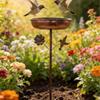 Metal Bird Bath 2-in-1 Outdoor Decor Heavy Duty for Backyard