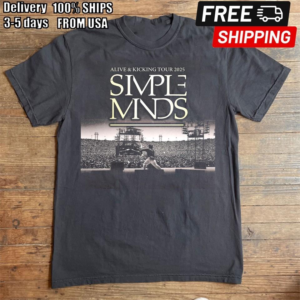 SIMPLE MINDS BRING ALIVE amp KICKING TOUR 2025 All Size Black TShirt Unisex T-Shirt