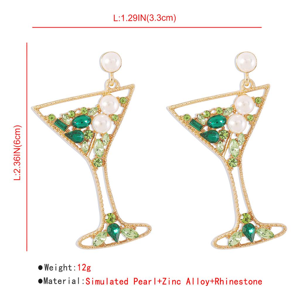 Fashion New Personality Trend Goblet Earrings Creative Design Geometric Diamond Earrings