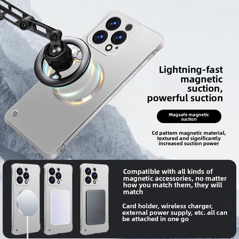 Безрамочный магнитный чехол для телефона для iPhone 17 Air 16 15 14 13 12 Pro Max Plus Для Magsafe Однотонный Жесткий ПК Задняя крышка